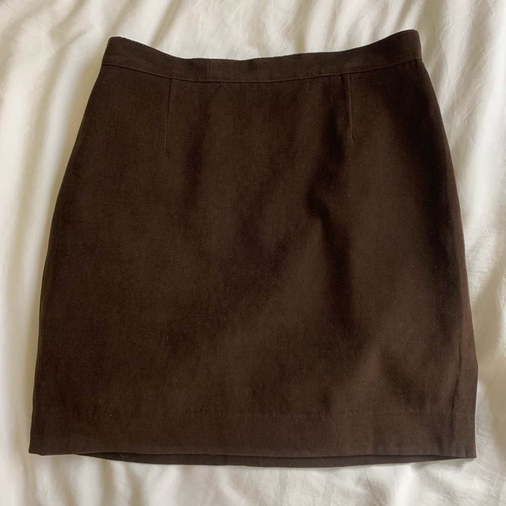 SOLD Suiting England Vintage Chocolate Brown Suede Skirt